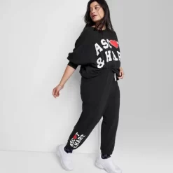 Women's Ascot + Hart Fleece Heart Graphic Joggers - Black -Style Haven Shop GUEST c374946e f694 4463 8b1b dbea6ce51d87