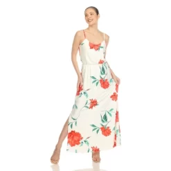 Women's Floral Strap Maxi Dress With Side Slit And Pockets - White Mark -Style Haven Shop GUEST c51d1343 5d38 4eda a4d6 be8f9e6c91c9