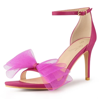 Perphy Women's Open Toe Ankle Strap Bow Tie High Heels Stiletto 11 Perphy Women's Open Toe Ankle Strap Bow Tie High Heels Stiletto - Image 9