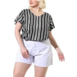 Agnes Orinda Women's Plus Size Cute Short Sleeve Casual Stripe Tops -Style Haven Shop GUEST c8aa5139 2aef 4de3 9ed9 c5a566a666f4