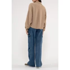 August Sky Women's Spread Collar Half Button Up Knit Pullover -Style Haven Shop GUEST c8e904f7 6552 4237 b696 cbfbfb490ce8