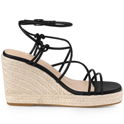 Allegra K Women's Platform Lace Up Wedges Heels Espadrille Wedge Sandals 7 Allegra K Women's Platform Lace Up Wedges Heels Espadrille Wedge Sandals - Image 5