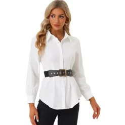 Allegra K Women's Cinched Waist Long Sleeve Button Up Belted Tunic Shirt 13 Allegra K Women's Cinched Waist Long Sleeve Button Up Belted Tunic Shirt -Style Haven Shop GUEST ced16449 e2f9 492f a2b4 92927cbae526