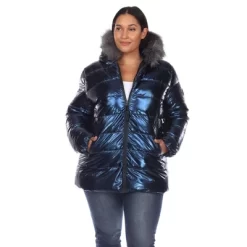 Plus Size Metallic Puffer Coat With Hoodie - White Mark -Style Haven Shop GUEST cf17b12d 64e4 4822 b9ea b50df6b701d0