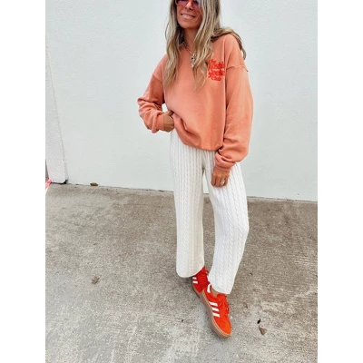 Women's Ascot + Hart Sunshine Fleece Graphic Pullover Sweatshirt - Orange 6 Women's Ascot + Hart Sunshine Fleece Graphic Pullover Sweatshirt - Orange - Image 4