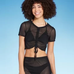 Women's Mesh Drawstring Ruched Cover Up Top - Wild Fable™ -Style Haven Shop GUEST d09a2627 5a7f 4d5c 9682 e74d7b666198