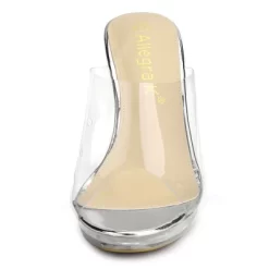 Allegra K Women's Clear Platform Block Heeled Slides Sandals