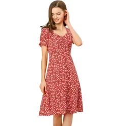Allegra K Women's Floral Sweetheart Neck Smock Ruffle Print A-Line Dress 20 Allegra K Women's Floral Sweetheart Neck Smock Ruffle Print A-Line Dress -Style Haven Shop GUEST d227c14c cf02 45c8 840e 2d2d69781766