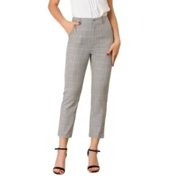 Allegra K Women's Plaid High Waist Elastic Back Office Work Ankle Pants -Style Haven Shop GUEST d26a0c9f 7ca1 4eb2 8055 7f842688c320