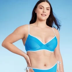 Women's Lightly Lined Ribbed Underwire Bikini Top - Shade & Shore™ Blue -Style Haven Shop GUEST d320e7b8 cae6 493f 95ad ab1d128f34a9