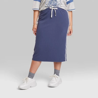 Women's Ascot + Hart Graphic Midi Skirt - Blue 3 Women's Ascot + Hart Graphic Midi Skirt - Blue