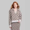 Women's Ascot + Hart Collared Checkered Long Sleeved Graphic Pullover