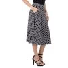 24seven Comfort Apparel Womens Black Diamond Print A Line Midi Skirt With Pockets