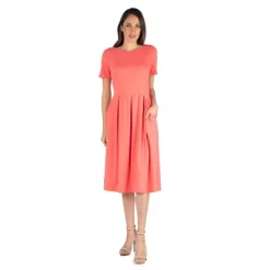 24seven Comfort Apparel Women's Short Sleeve Midi Dress -Style Haven Shop GUEST d6678106 1117 4d3e a5ea e9183e9a9ac9