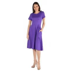 24seven Comfort Apparel Women's Short Sleeve Midi Dress -Style Haven Shop GUEST d77c0dbd e835 4819 8691 21133066fa88
