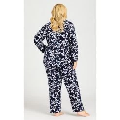 Women's Plus Size Butterfly Fleece Sleep Pant - Navy | AVENUE