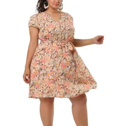 Agnes Orinda Women's Plus Size Casual Floral Short Sleeve Knee Length Shirt Dress 19 Agnes Orinda Women's Plus Size Casual Floral Short Sleeve Knee Length Shirt Dress -Style Haven Shop GUEST d928452c 430c 432a abea 41d6942a478b
