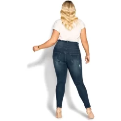 Women's Plus Size Asha Patch Corset Jean - Dark Denim | CITY CHIC