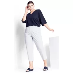 Women's Plus Size Blake Crop Stripe Pant - White | REFINITY 7 Women's Plus Size Blake Crop Stripe Pant - White | REFINITY -Style Haven Shop GUEST dab52de1 118e 4f93 afa6 6e59041d465e