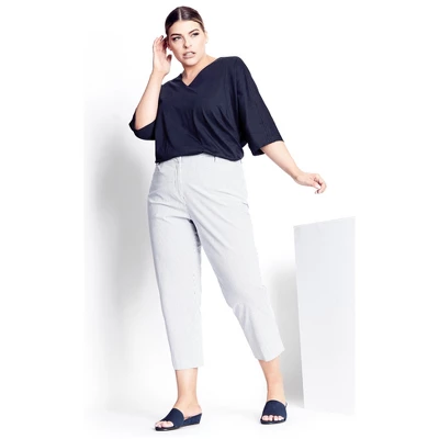 Women's Plus Size Blake Crop Stripe Pant - White | REFINITY 5 Women's Plus Size Blake Crop Stripe Pant - White | REFINITY - Image 3