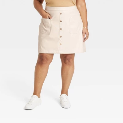 Women's Faux Leather Mini A-Line Skirt - Ava & Viv™ 7 Women's Faux Leather Mini A-Line Skirt - Ava & Viv™ - Image 5