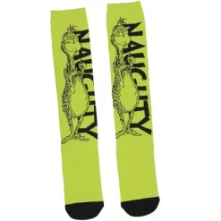 Dr Seuss Women's The Grinch Who Stole Christmas Naughty Knee-High Socks Green