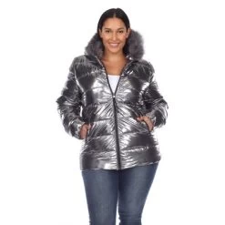 Plus Size Metallic Puffer Coat With Hoodie - White Mark -Style Haven Shop GUEST ddee22fb 58d4 4cdc 9d56 487fa3e9906e