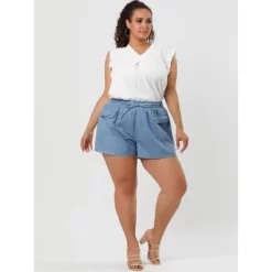 Agnes Orinda Women's Plus Size Drawstring Elastic Waist Pockets Denim Shorts 12 Agnes Orinda Women's Plus Size Drawstring Elastic Waist Pockets Denim Shorts -Style Haven Shop GUEST e0014346 3e96 4182 bf40 5c6286269e4b