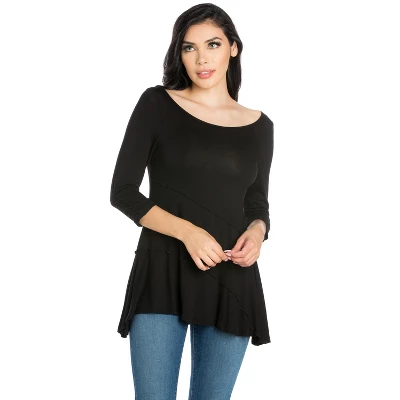 24seven Comfort Apparel Womens Ruched Sleeve Swing Tunic Top 3 24seven Comfort Apparel Womens Ruched Sleeve Swing Tunic Top