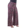 24seven Comfort Apparel Red Print Elastic Waist Plus Size Palazzo Pants