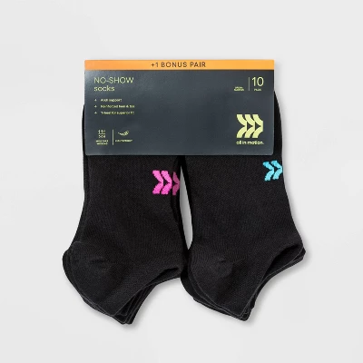 Women's Lightweight 10+1 Bonus Pack No Show Athletic Socks - All In Motion™ 4-10 3 Women's Lightweight 10+1 Bonus Pack No Show Athletic Socks - All In Motion™ 4-10