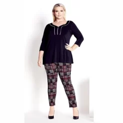 Women's Plus Size Jemma Check Pant - Red | AVENUE -Style Haven Shop GUEST e1b3d0e8 57cd 46bc 8417 abb8a912d6aa