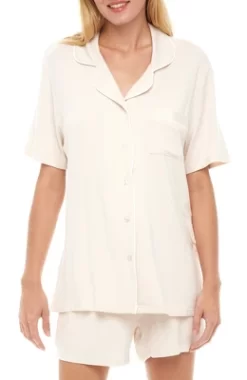 Womens Soft Knit Jersey Pajamas Lounge Set, Short Sleeve Top And Shorts With Pockets 24 Womens Soft Knit Jersey Pajamas Lounge Set, Short Sleeve Top And Shorts With Pockets -Style Haven Shop GUEST e25b5799 7570 4d40 b81f 4e7554c6d817