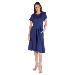 24seven Comfort Apparel Women's Short Sleeve Midi Dress -Style Haven Shop GUEST e3136917 f143 43e2 9372 143b5672543f