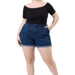 Agnes Orinda Women's Plus Size Jean Short Zipper Roll Up Hem Stretched Denim Shorts 13 Agnes Orinda Women's Plus Size Jean Short Zipper Roll Up Hem Stretched Denim Shorts -Style Haven Shop GUEST e4a6e923 0d98 4a73 a087 0bb584d7ee7a