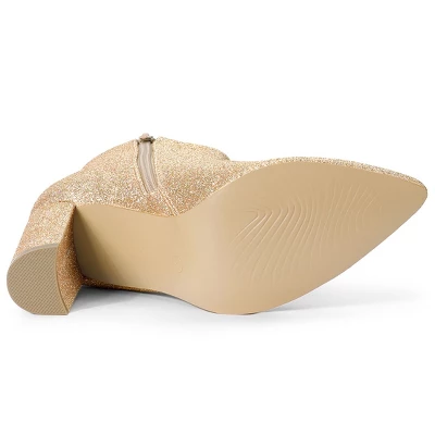 Allegra K Women's Pointed Toe Chunky Heel Ankle Boots 7 Allegra K Women's Pointed Toe Chunky Heel Ankle Boots - Image 5