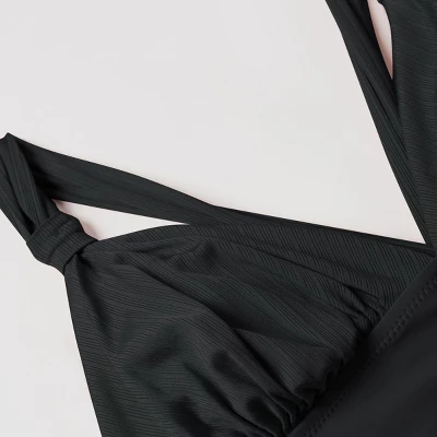 Women's Black V Neck One Piece Swimsuit Cutout Back Crisscross Bathing Suit -Cupshe -Black 4 Women's Black V Neck One Piece Swimsuit Cutout Back Crisscross Bathing Suit -Cupshe -Black - Image 2