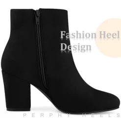 Perphy Women's Round Toe Chunky High Heels Ankle Boots 14 Perphy Women's Round Toe Chunky High Heels Ankle Boots -Style Haven Shop GUEST e91e8a82 4a54 4e44 8fca ee914eb27176