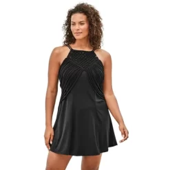 Swim 365 Women’s Plus Size High-Neck Macrame Swim Dress -Style Haven Shop GUEST e926be37 fb00 4e45 a803 7c8a86a2b58c