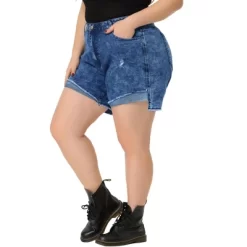 Agnes Orinda Women's Plus Size High Rise Fashion Denim Roll-Up Stretched Ripped Jean Shorts -Style Haven Shop GUEST e988857b 7e96 46c5 87ae 851e1ba0ef76