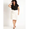 ELOQUII Women’s Plus Size The 365 Suit Twist Detail Pencil Skirt