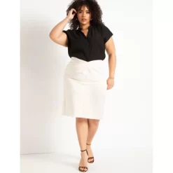 ELOQUII Women’s Plus Size The 365 Suit Twist Detail Pencil Skirt