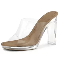 Allegra K Women's Clear Platform Block Heeled Slides Sandals -Style Haven Shop GUEST ea6c7faf f2b7 4d56 9997 a17fb735a71c