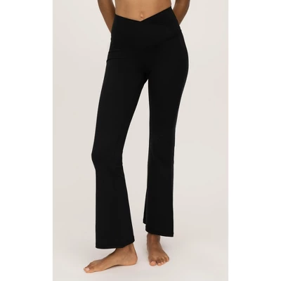 Yogalicious Womens Lux Willow Elastic Free Crossover Waist Flared Leg Pant 5 Yogalicious Womens Lux Willow Elastic Free Crossover Waist Flared Leg Pant - Image 3