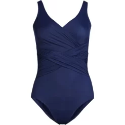 Lands' End Women's Plus Size DD-Cup Slender Tummy Control Chlorine Resistant Wrap One Piece Swimsuit 14 Lands' End Women's Plus Size DD-Cup Slender Tummy Control Chlorine Resistant Wrap One Piece Swimsuit -Style Haven Shop GUEST ecf2536d 5c36 444f bd3b 808974c74d81