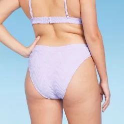 Women's Wavy Terry Textured Mid-Waist Ultra High Leg Cheeky Bikini Bottom - Wild Fable™ Lilac Purple -Style Haven Shop GUEST ed20528a ebb7 41db adea 102eafbebe9c