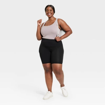 Women's High-Waisted Bike Shorts - Ava & Viv™ Black 4 Women's High-Waisted Bike Shorts - Ava & Viv™ Black - Image 2