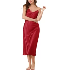 Cheibear Women's V-Neck Satin Pajama Nightdress -Style Haven Shop GUEST eed593d6 8a4d 422c a04e 22aeca275af5