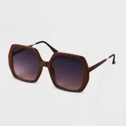 Women's Oversized Square Sunglasses - A New Day™ Brown
