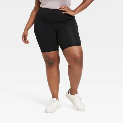 Women's High-Waisted Bike Shorts - Ava & Viv™ Black 5 Women's High-Waisted Bike Shorts - Ava & Viv™ Black - Image 3